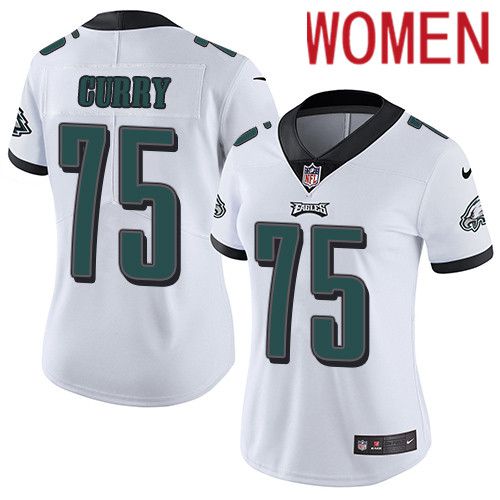 Women Philadelphia Eagles #75 Vinny Curry Nike White Vapor Limited NFL Jersey->women nfl jersey->Women Jersey
